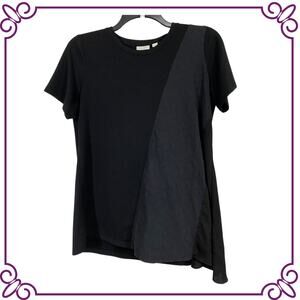 LOGO Lounge Black Short Sleeve Tunic T-Shirt Top Mixed Media Size Medium